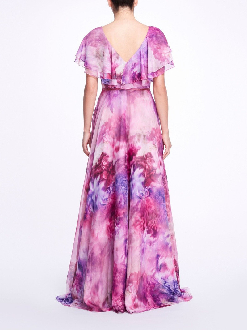 Marchesa CAP SLEEVE V-NECK DRESS outlook