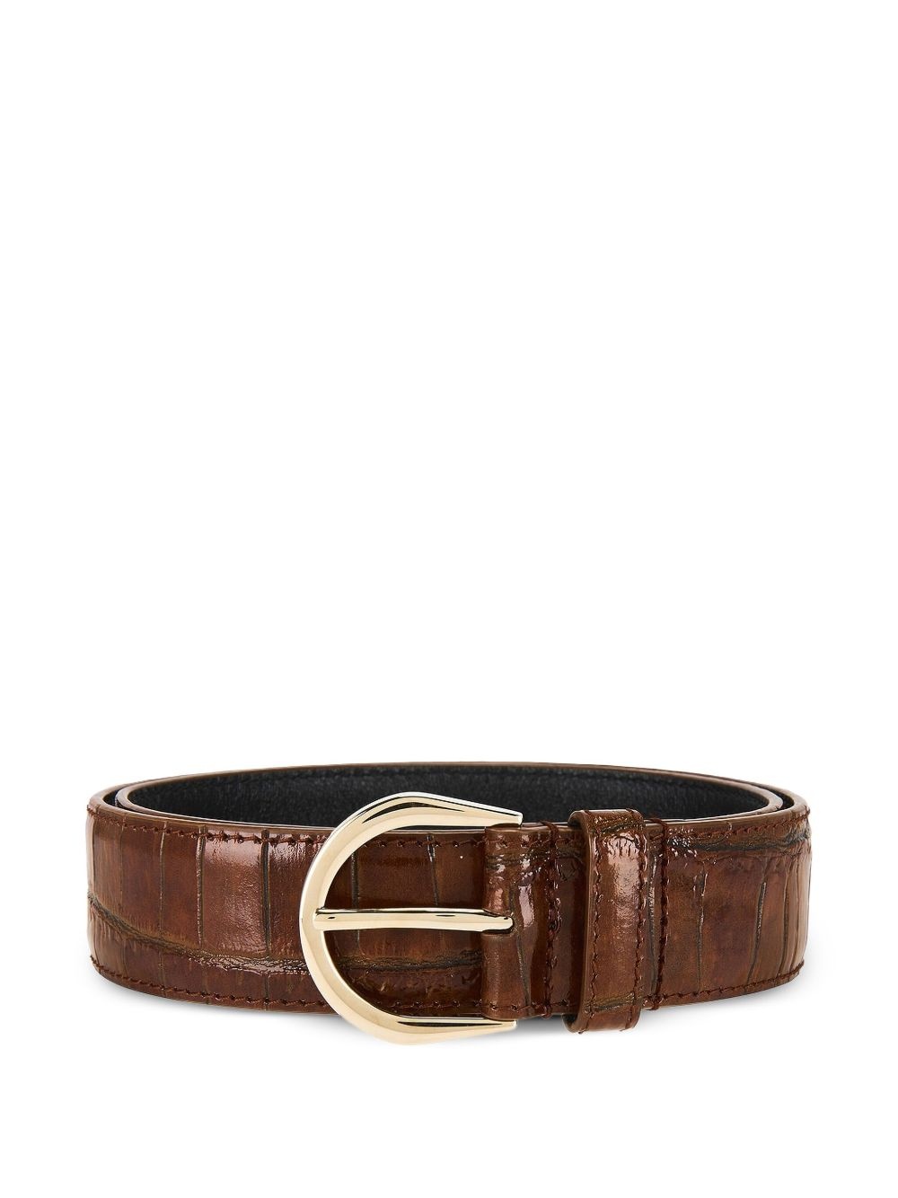 crocodile-embossed leather belt - 1