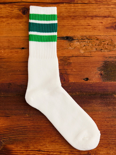 ANONYMOUSISM 3 Line Crew Length Sock in Green outlook