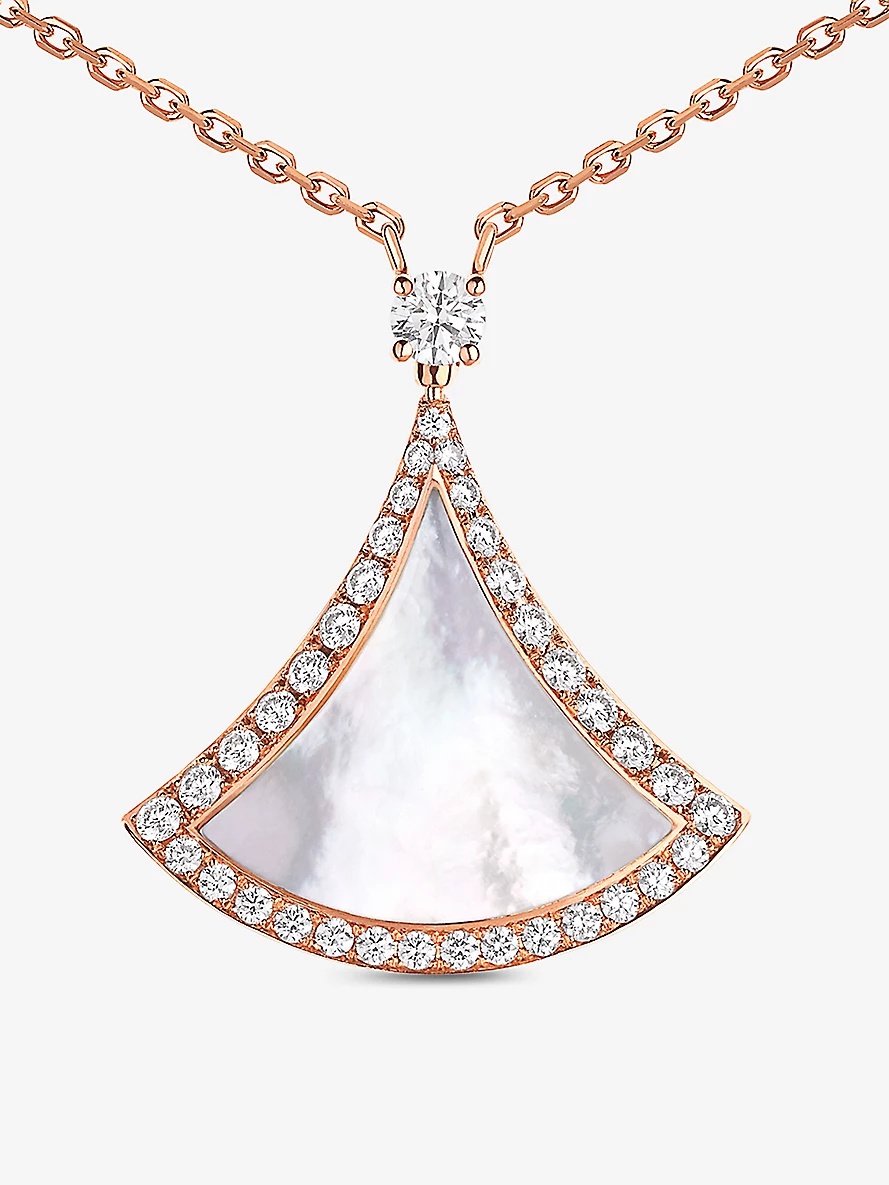 Divas' Dream 18ct rose-gold, mother-of-pearl and 0.5ct round brilliant-cut diamond necklace - 3