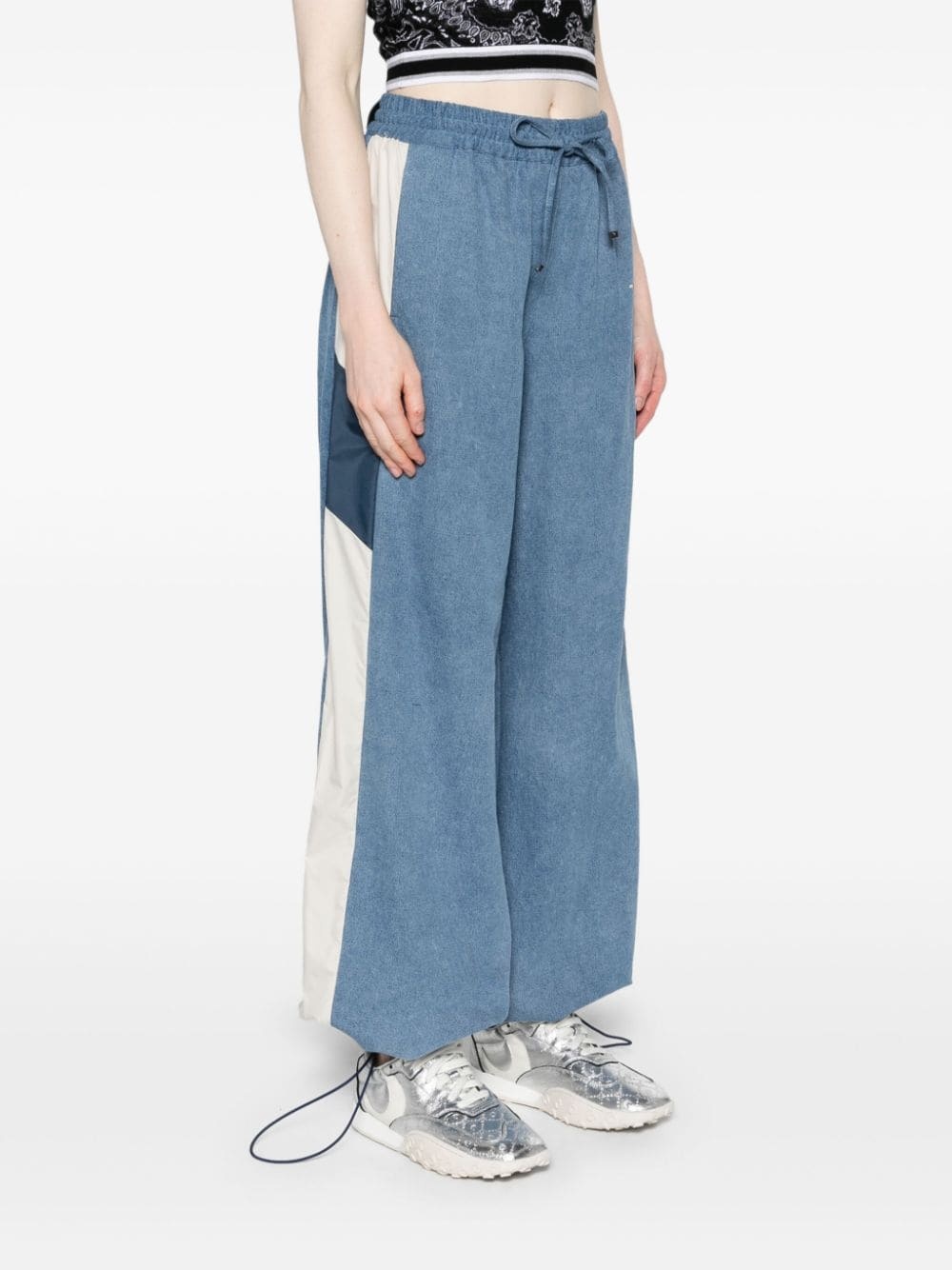 drawstring chambray track pants - 3