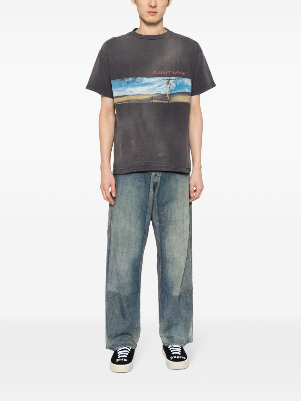 painterly-print cotton T-shirt - 2