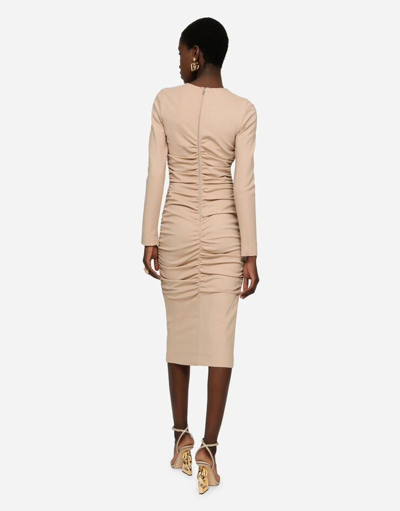 Jersey calf-length dress with draping 3