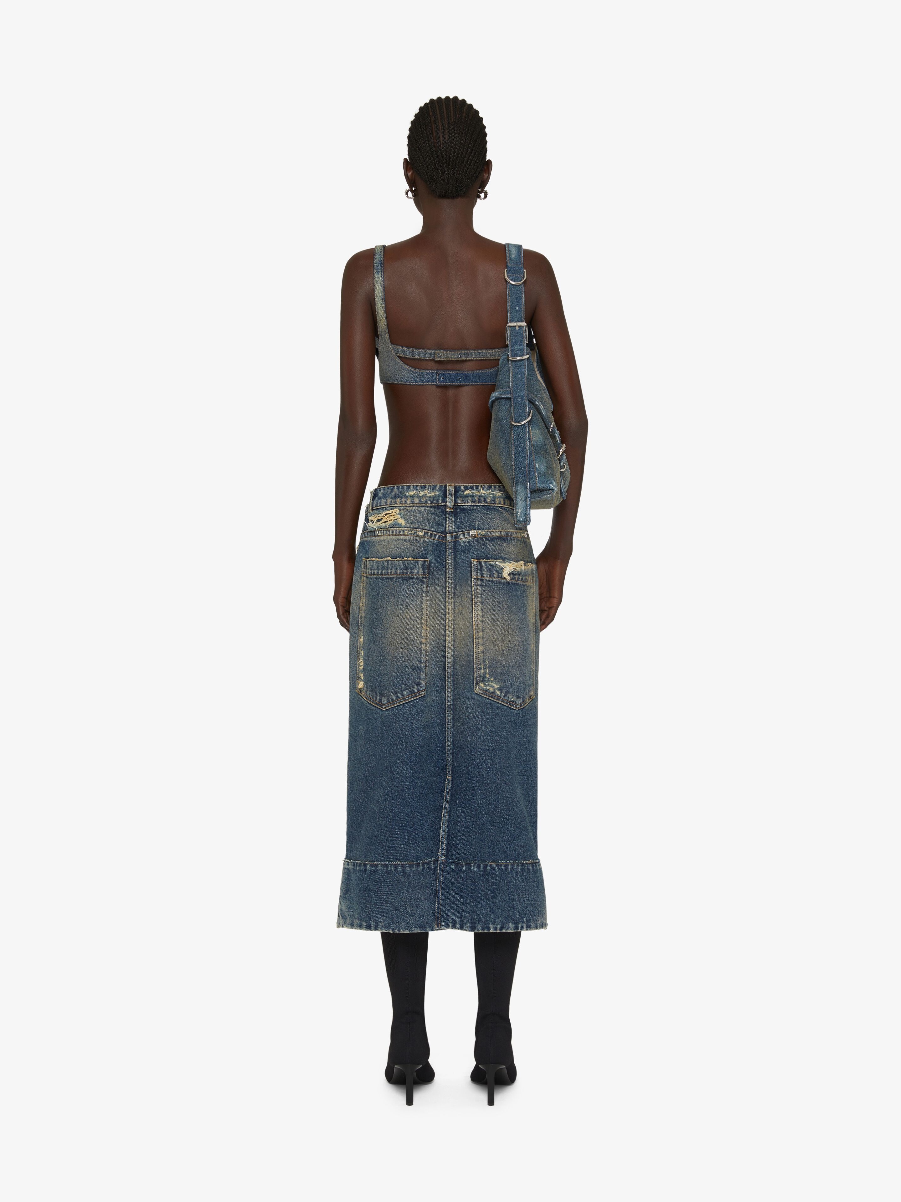 BRA TOP IN DENIM WITH CROSSED EFFECT - 4