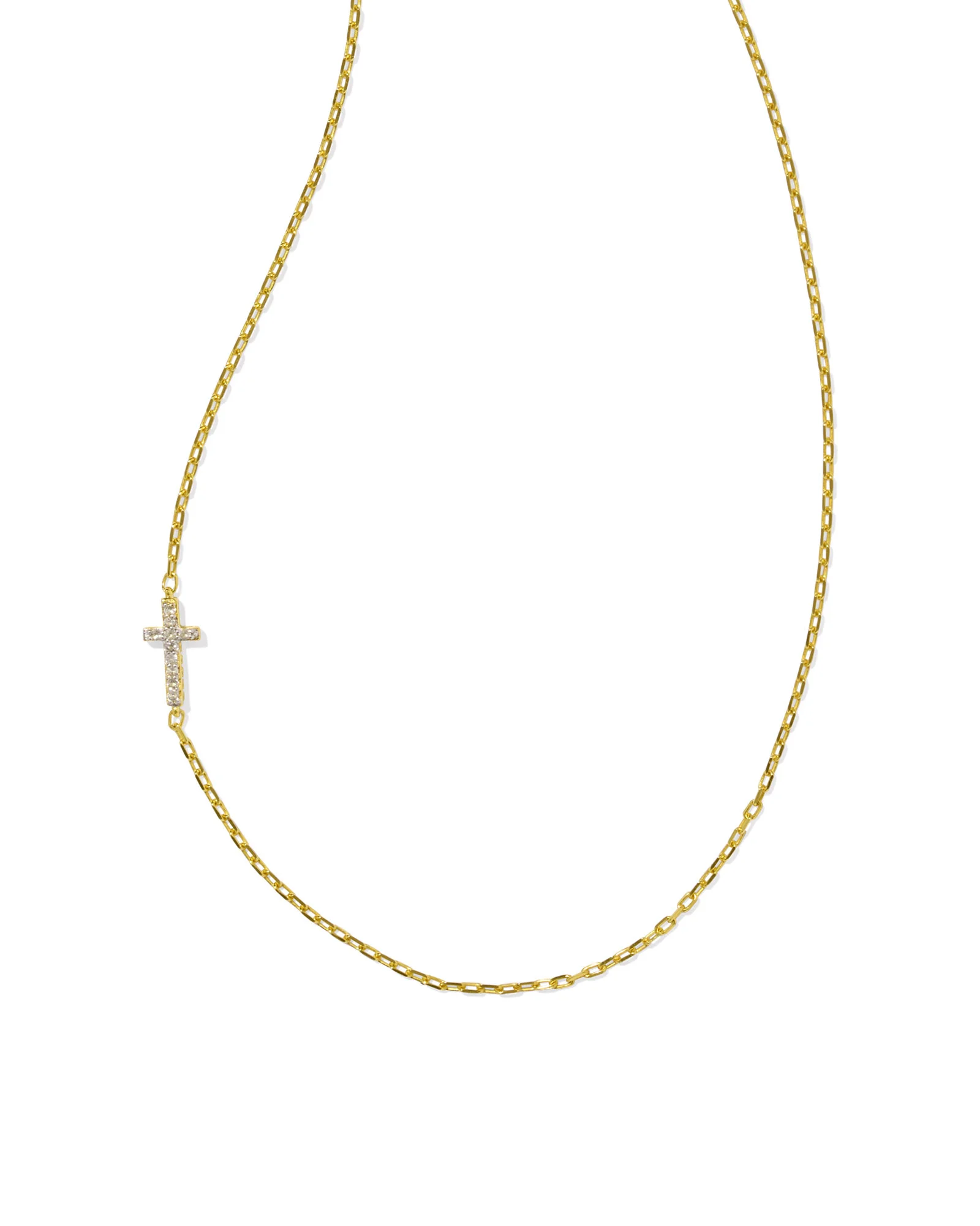 Cross 18k Gold Vermeil Inline Pave Necklace in White Topaz - 1