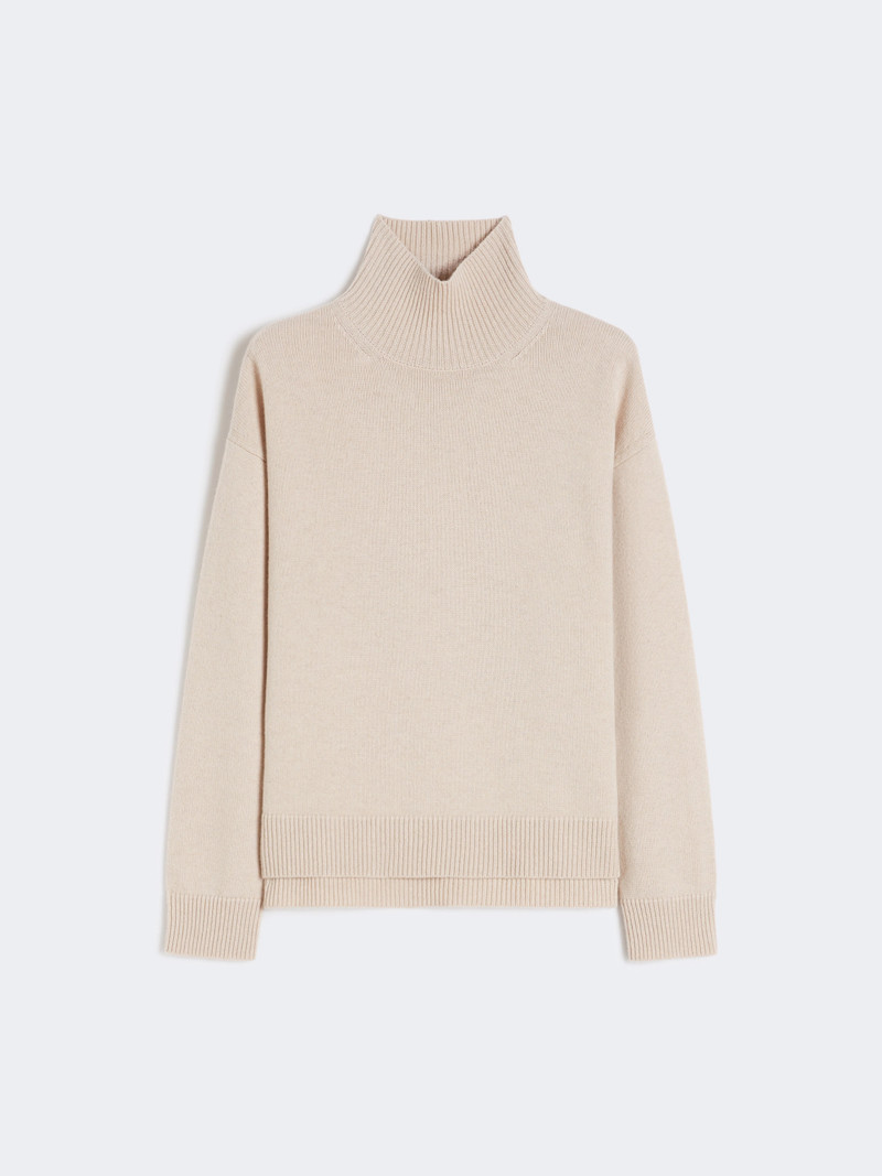 MARINA Boxy-fit wool and cashmere polo-neck sweater - WHITE 1