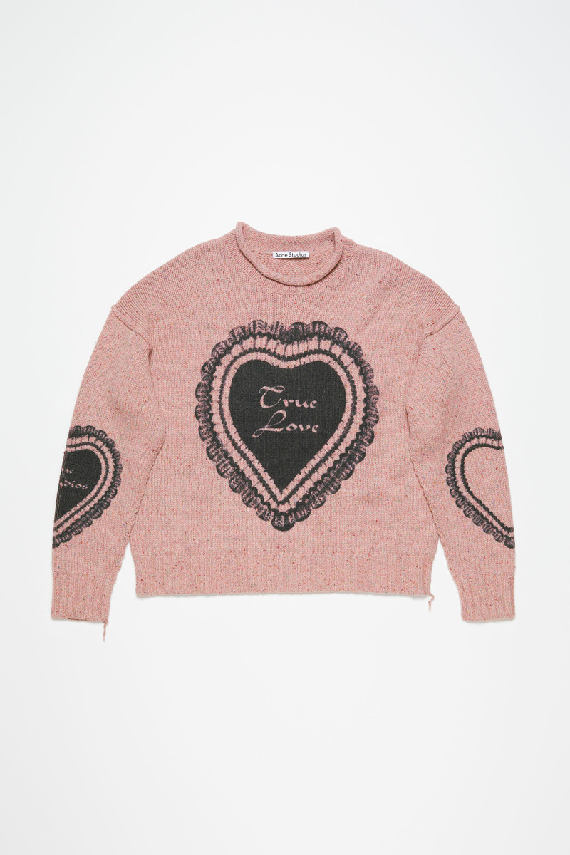 Printed wool blend jumper - Faded pink 1