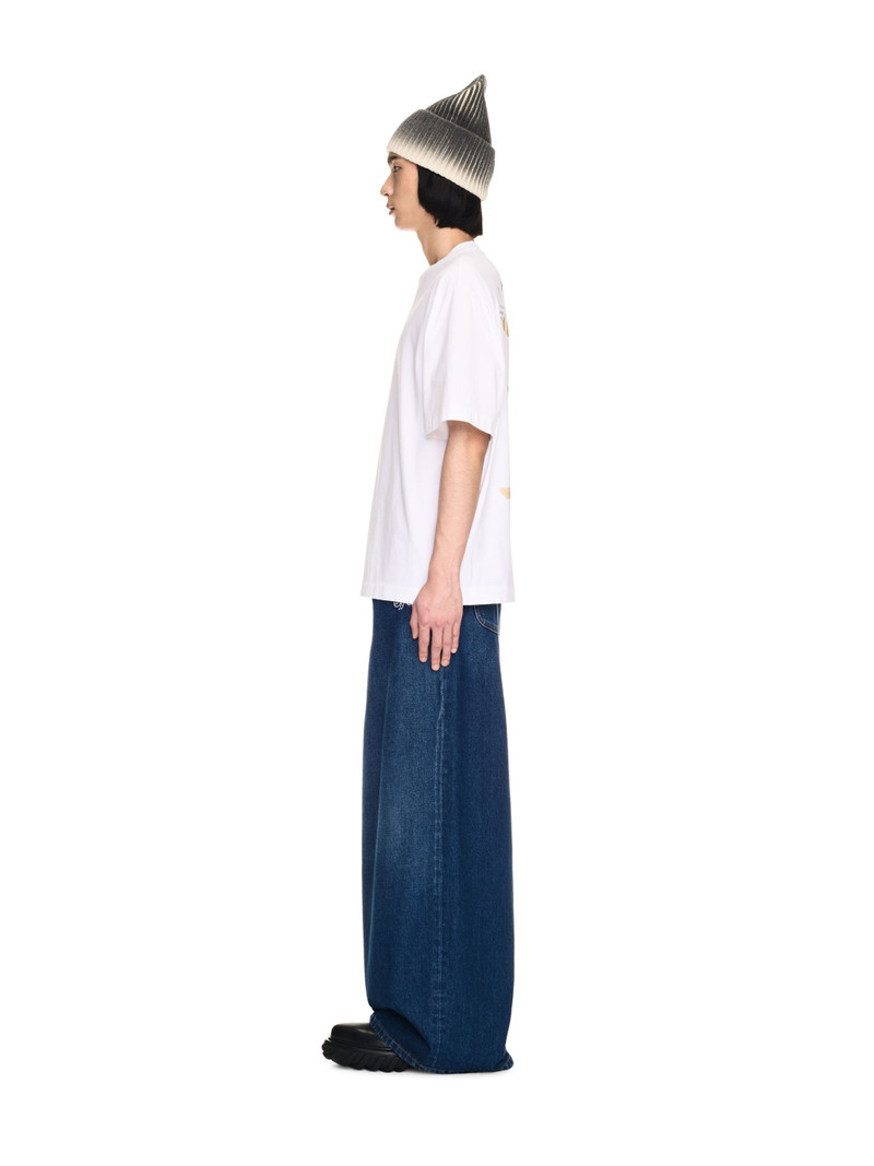 Medium Blue Script Wide Denim Pants 3