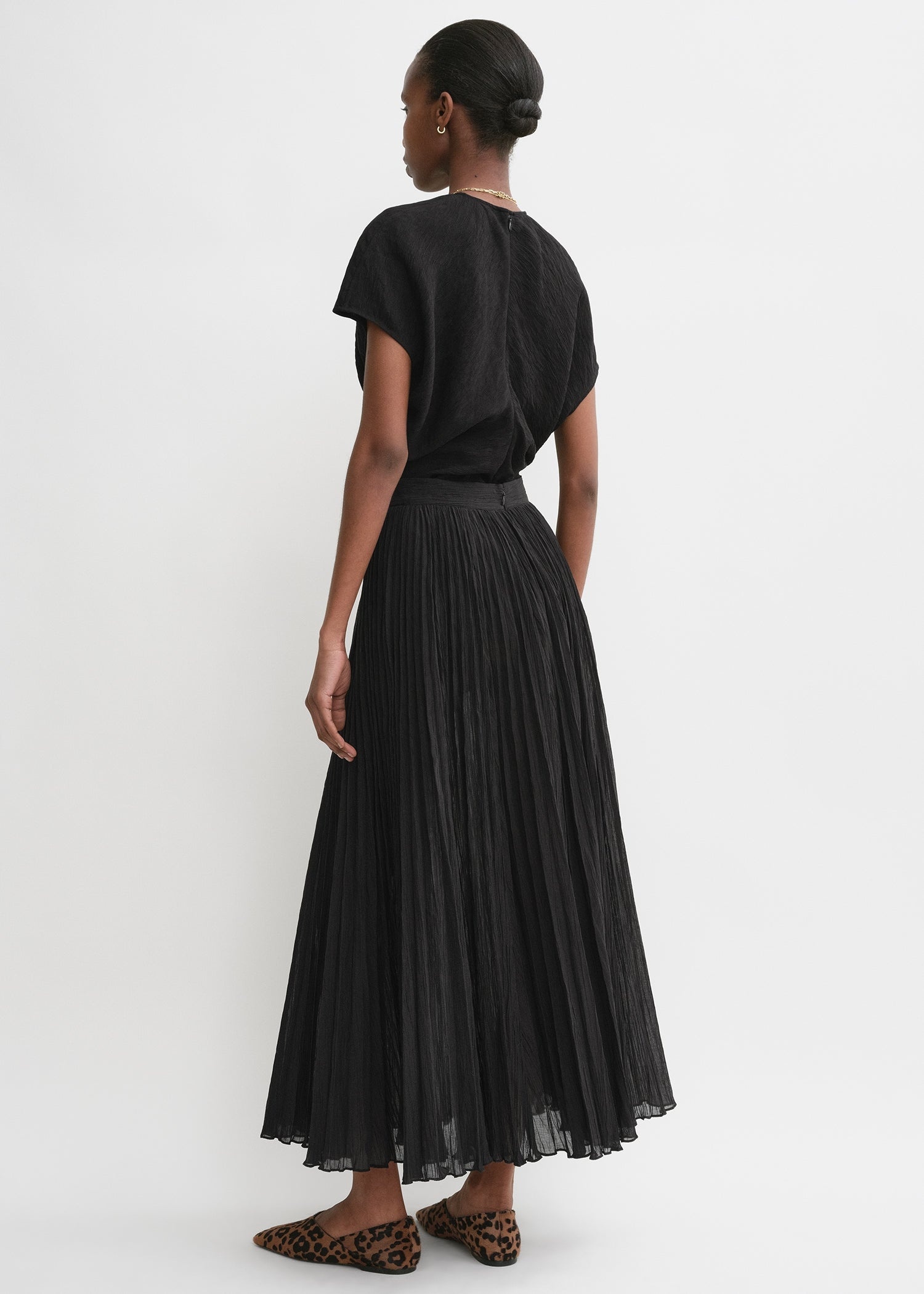 Crinkled plissé skirt black - 4