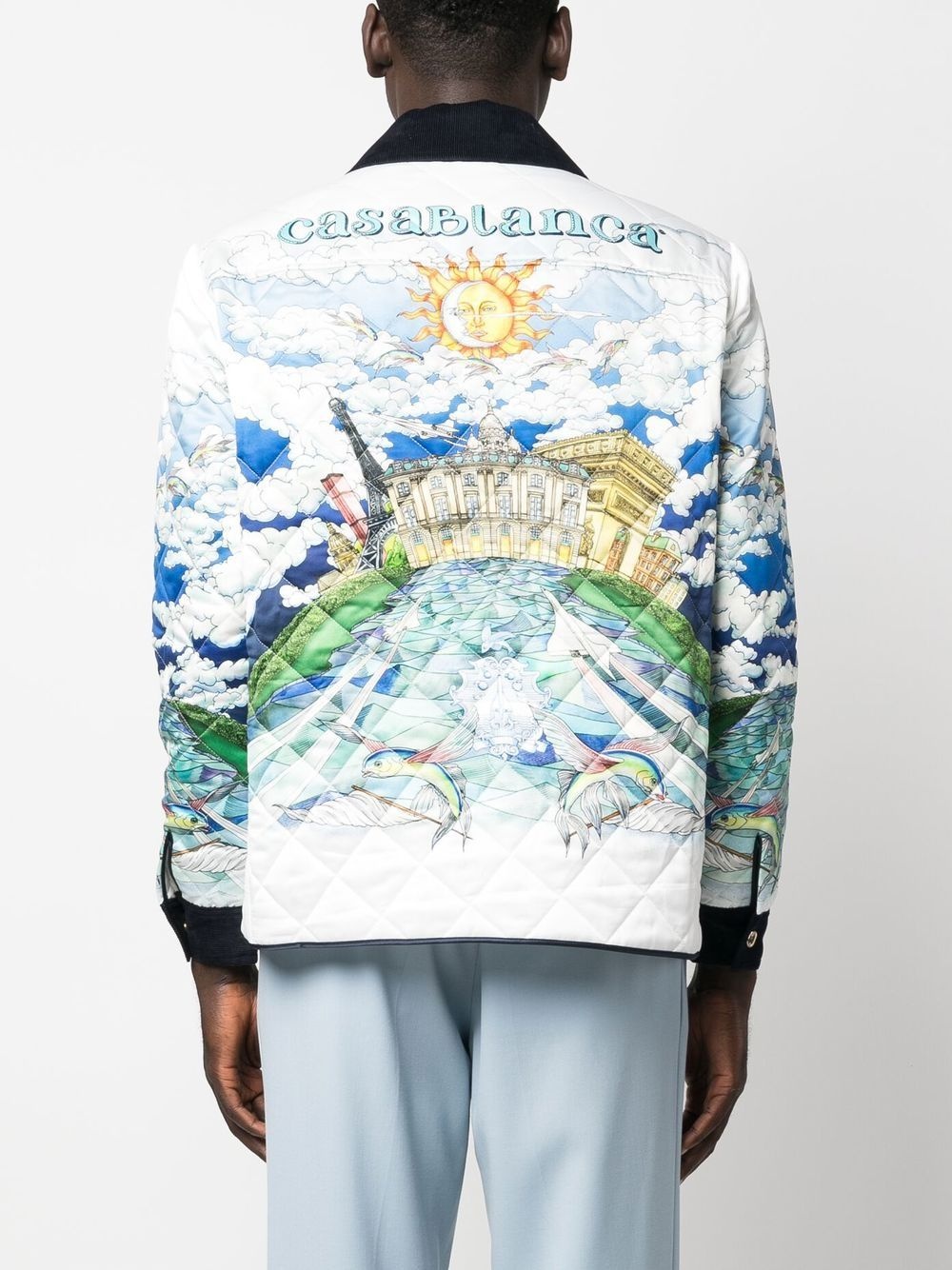 graphic-print quilted jacket - 4