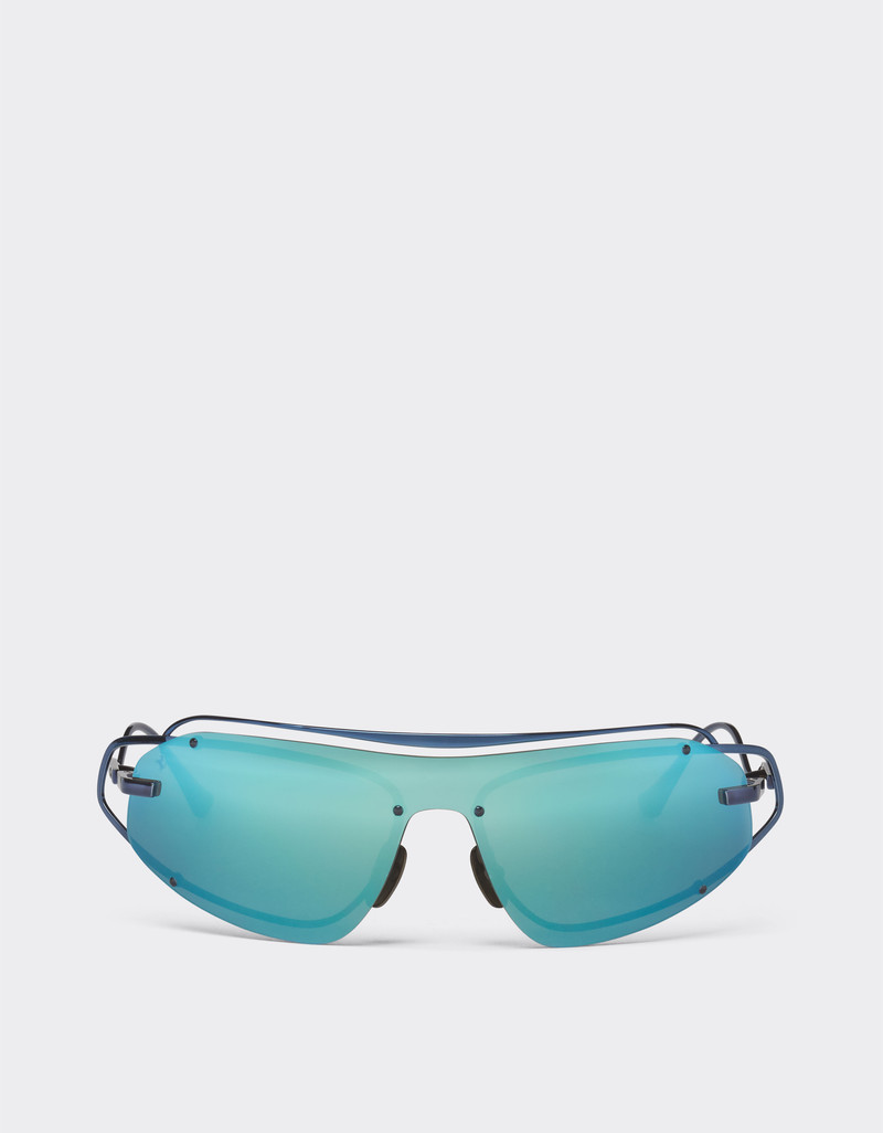 Ferrari sunglasses in blue titanium with mirror light blue shield 1