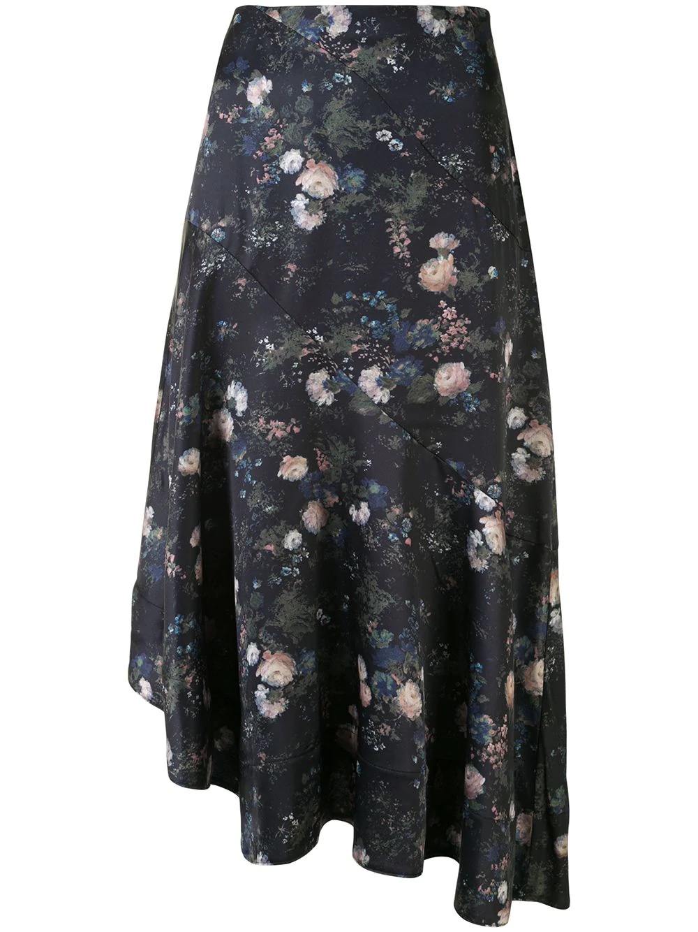 floral-print asymmetric skirt - 1