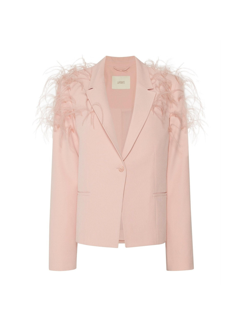 Matte Crepe Relaxed Blazer With Feather Embroidery 1