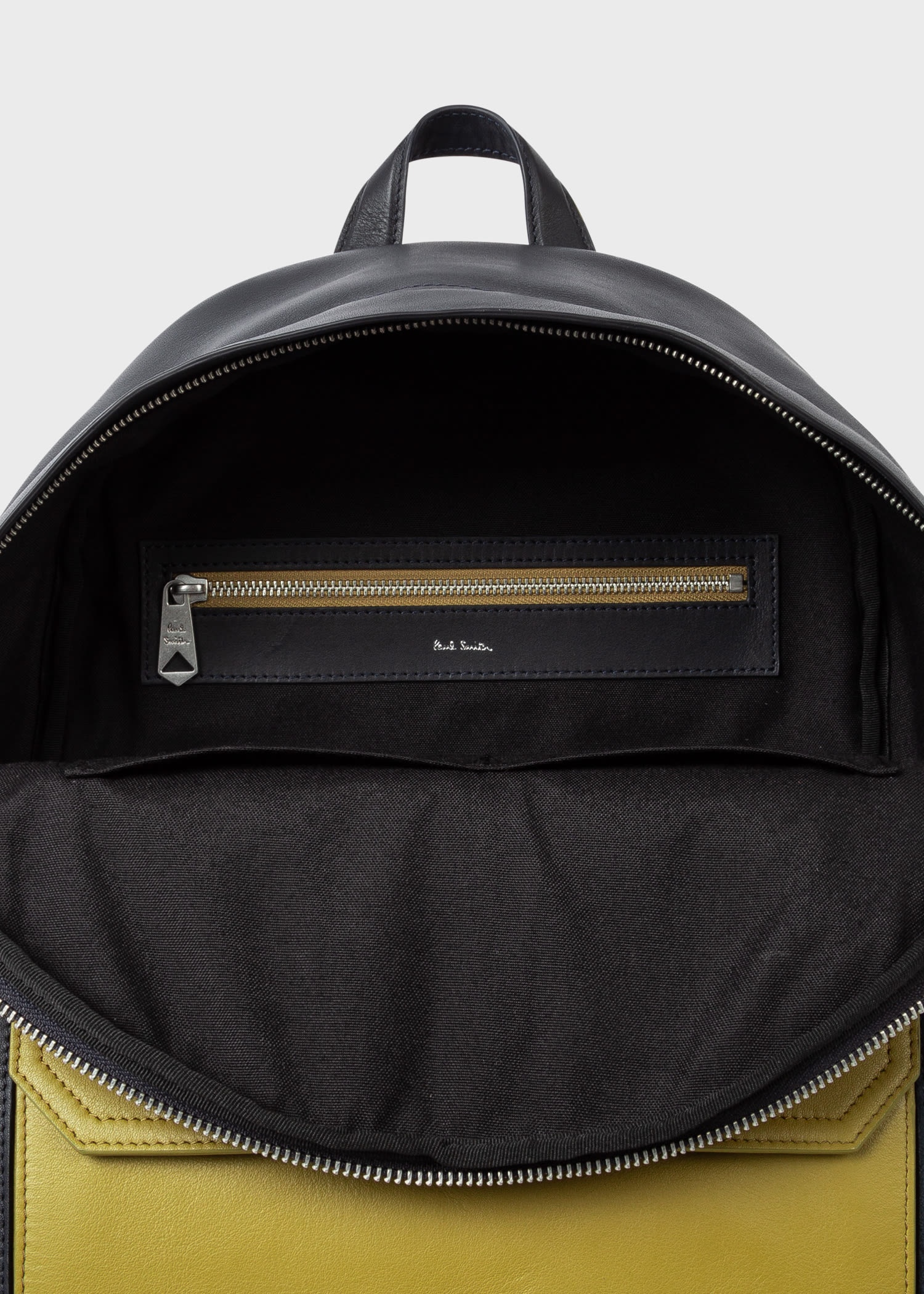 Leather Contrast Pocket Backpack - 4