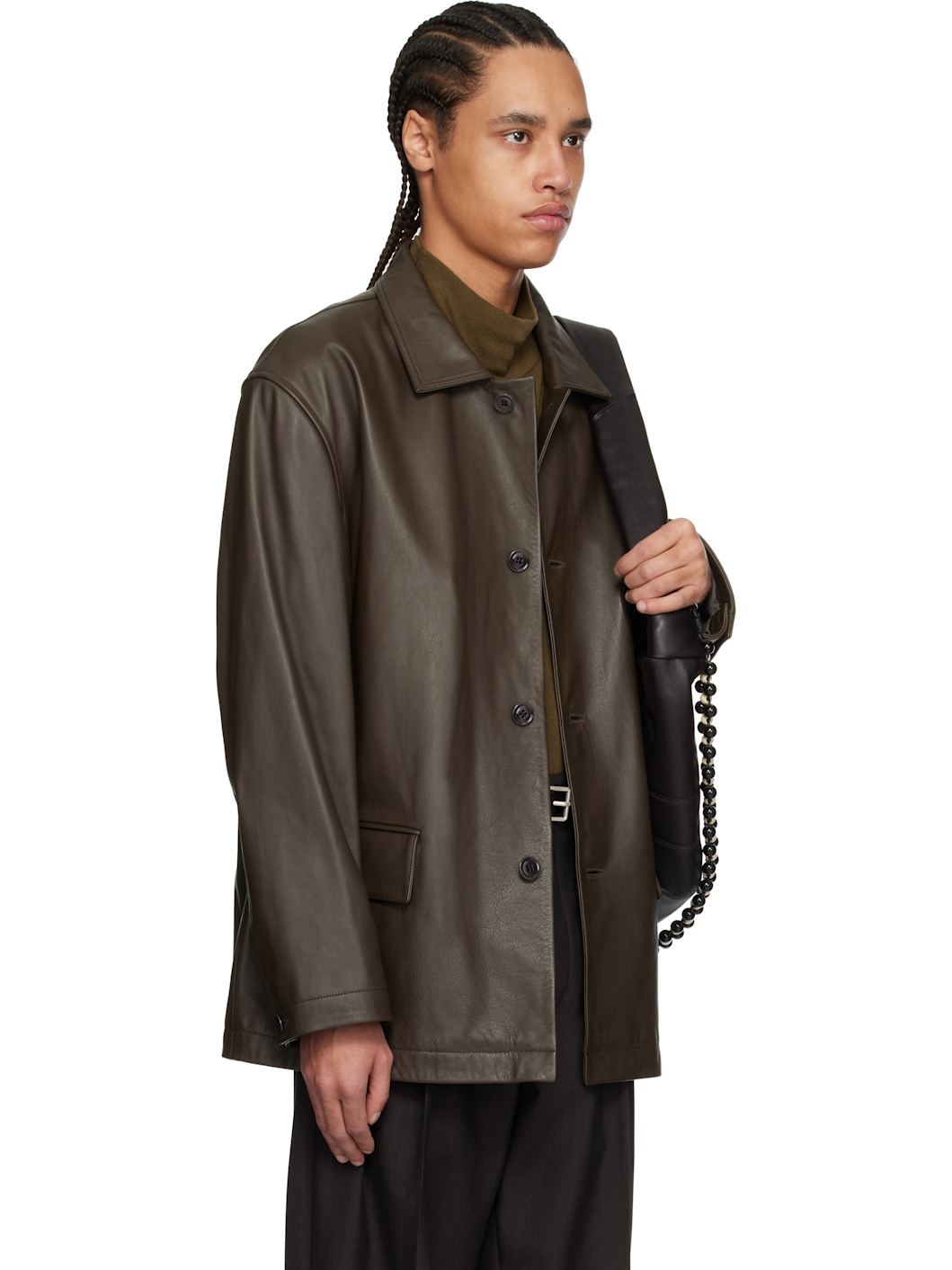 Brown Relaxed Leather Jacket - 2