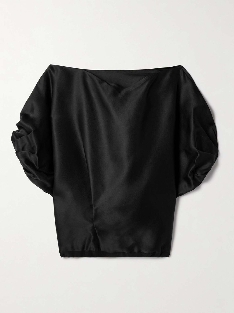 Niles cropped silk-faille top Black 1