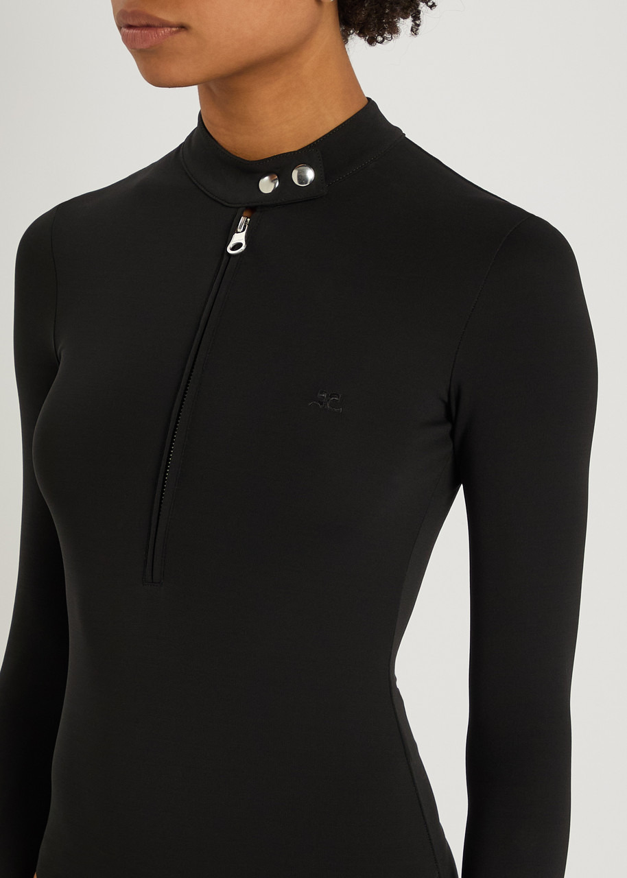 Courrèges Biker Logo-embroidered Stretch-crepe Bodysuit - 5