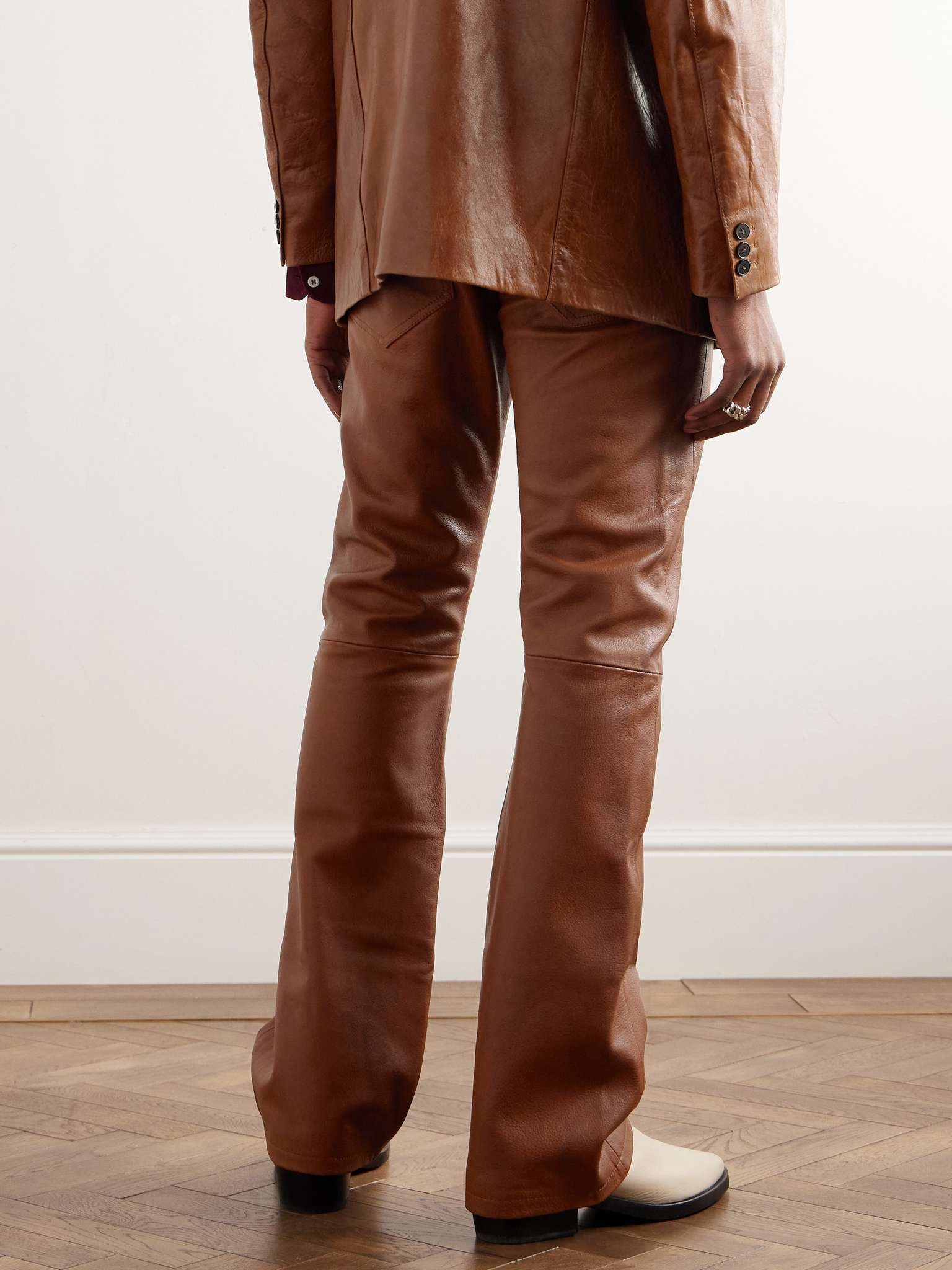 Straight-Leg Panelled Leather Trousers - 4