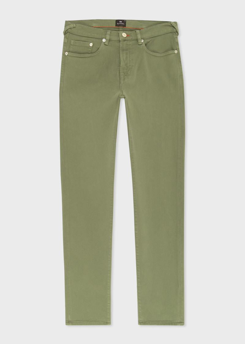 Khaki Green Garment-Dyed Jeans 1