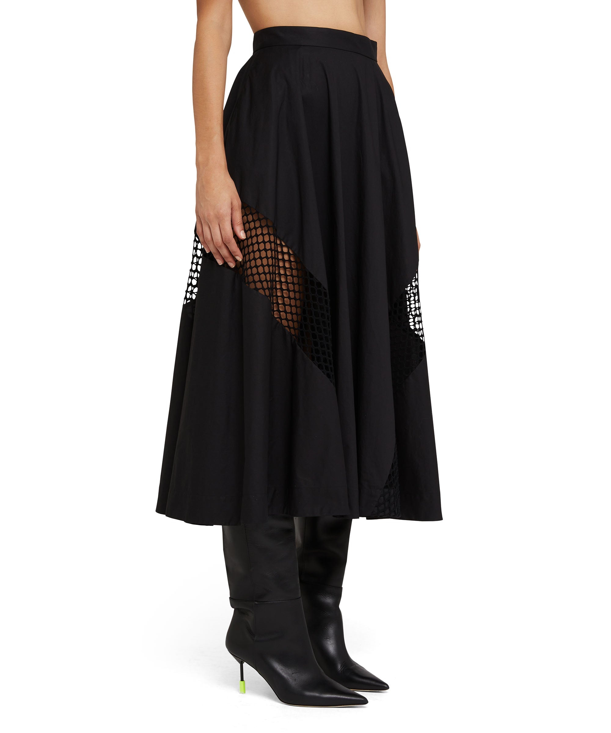 Cotton midi skirt with mesh details - 5