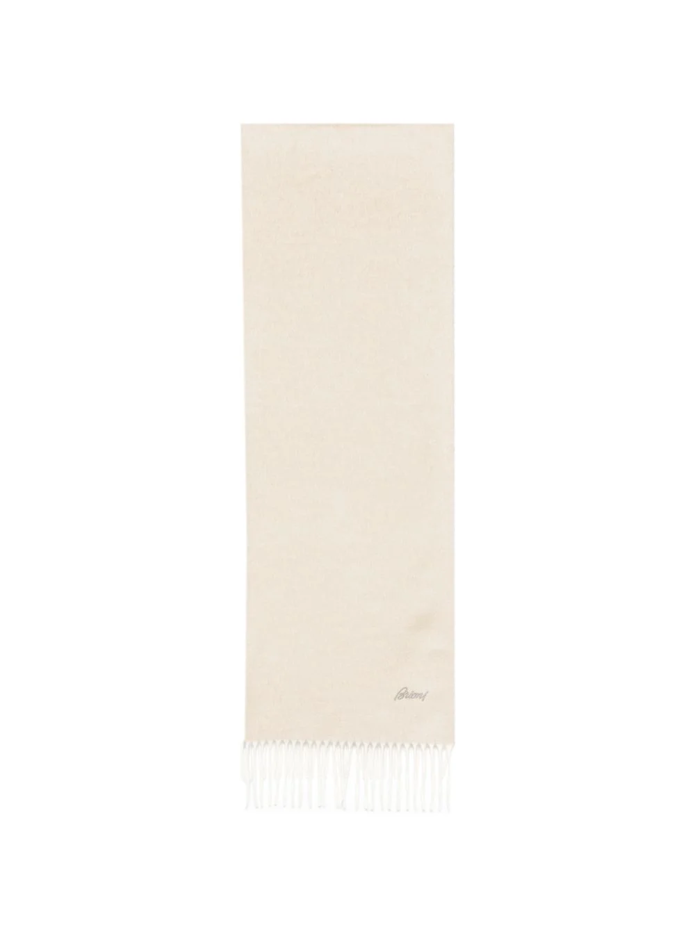logo-embroidered fringed scarf - 1