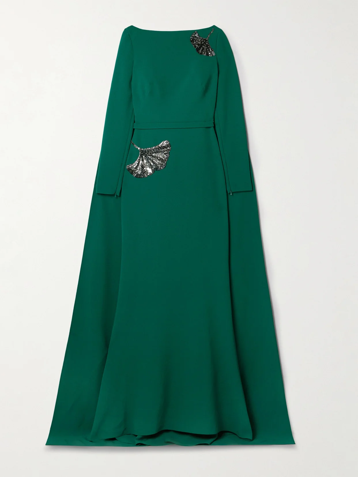 Ginevra Cape-effect Embellished Crepe Gown - 1