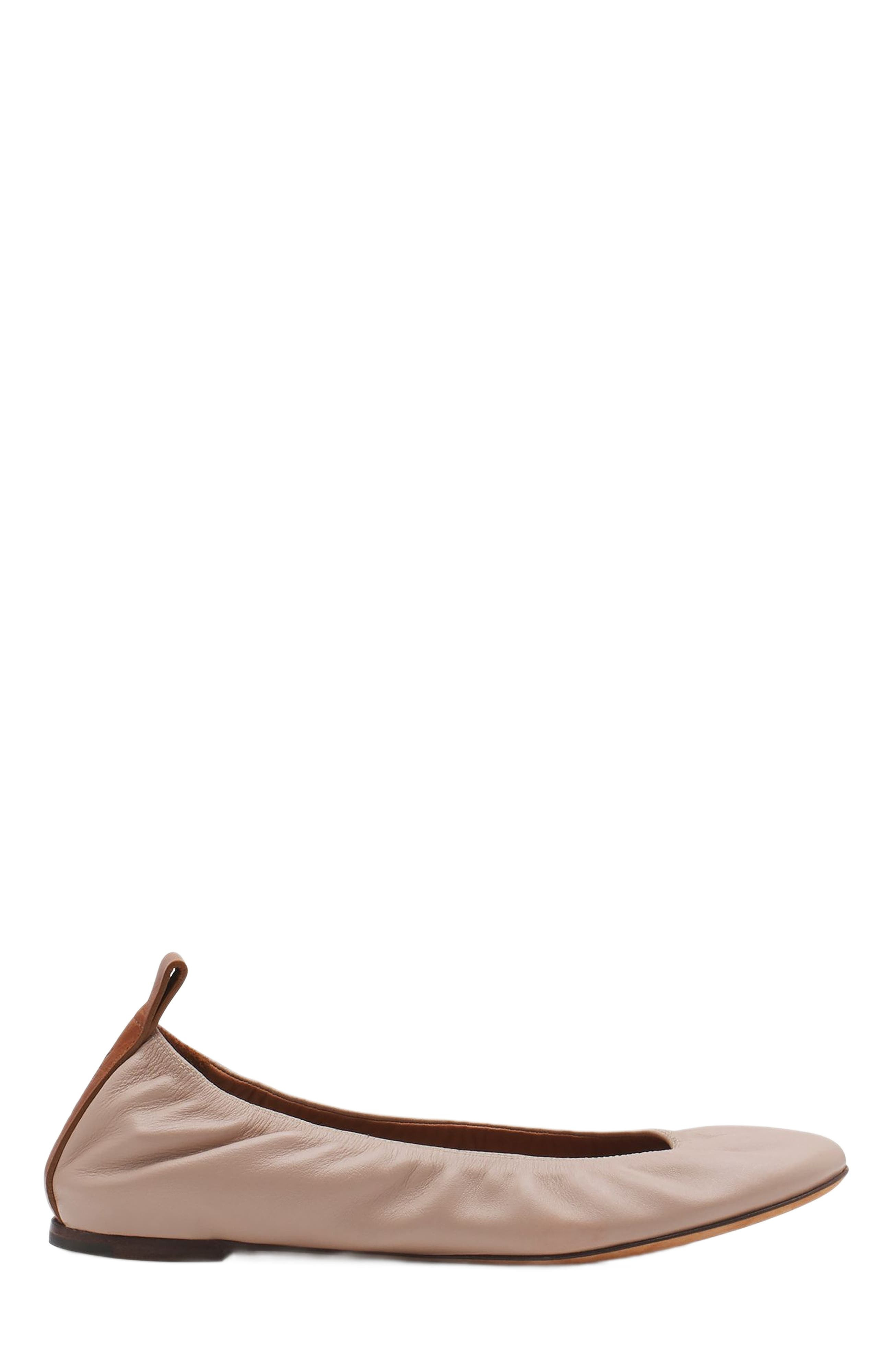 Lanvin The Leather Ballerina Flat in Dark Beige at Nordstrom - 1