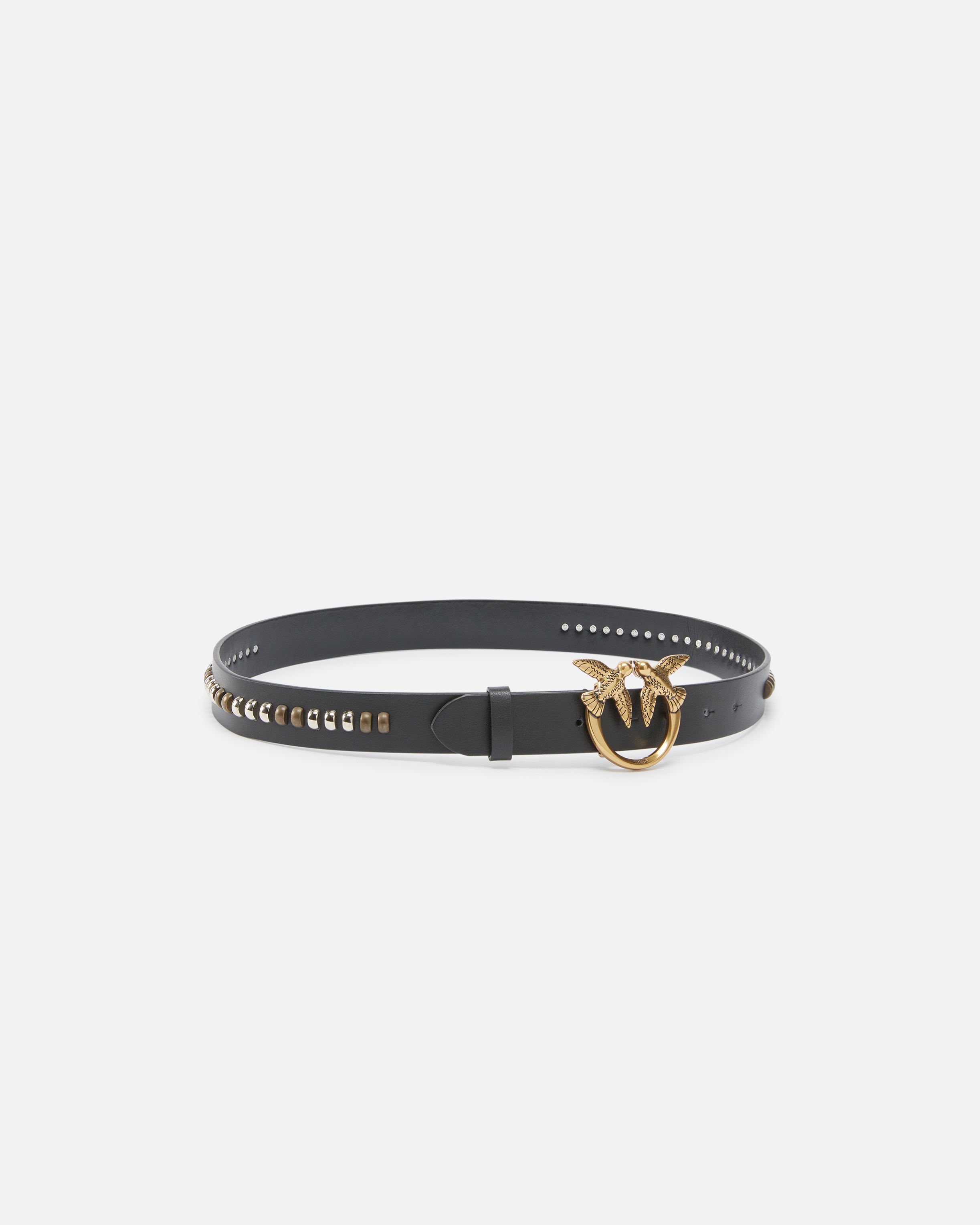 LEATHER BELT WITH STUDDED BIRDS BUCKLE - 2