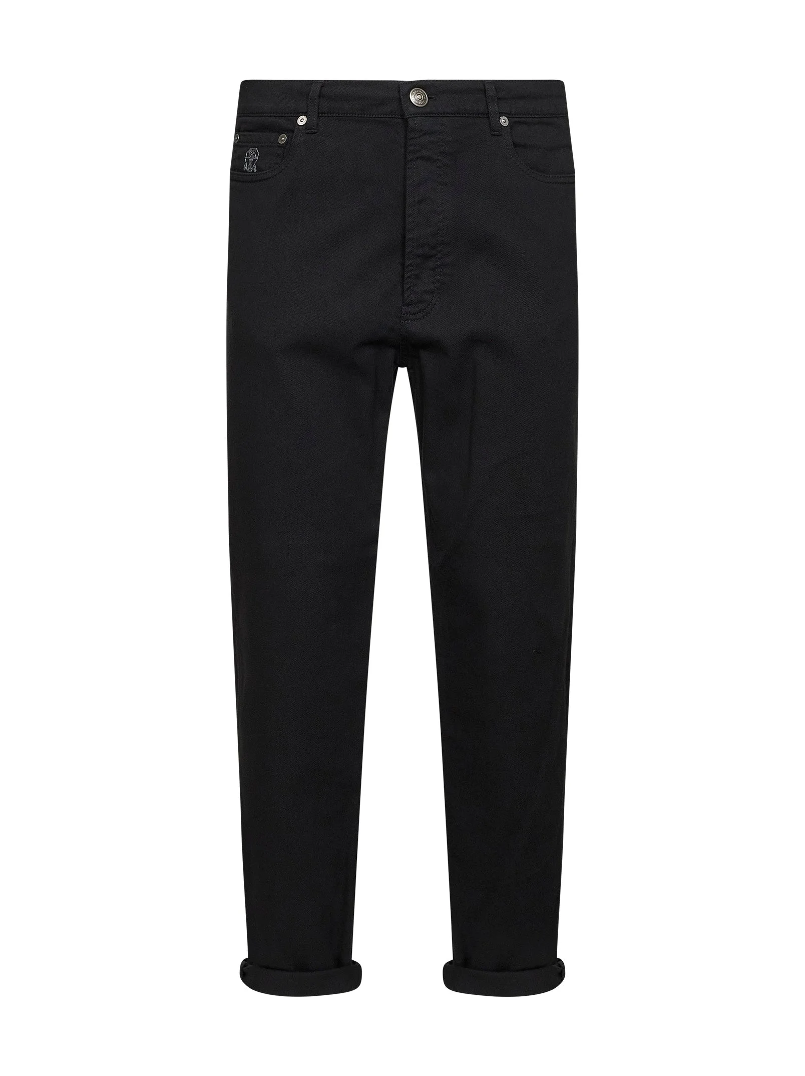 Black garment-dyed lightweight comfort denim iconic fit jeans - 1