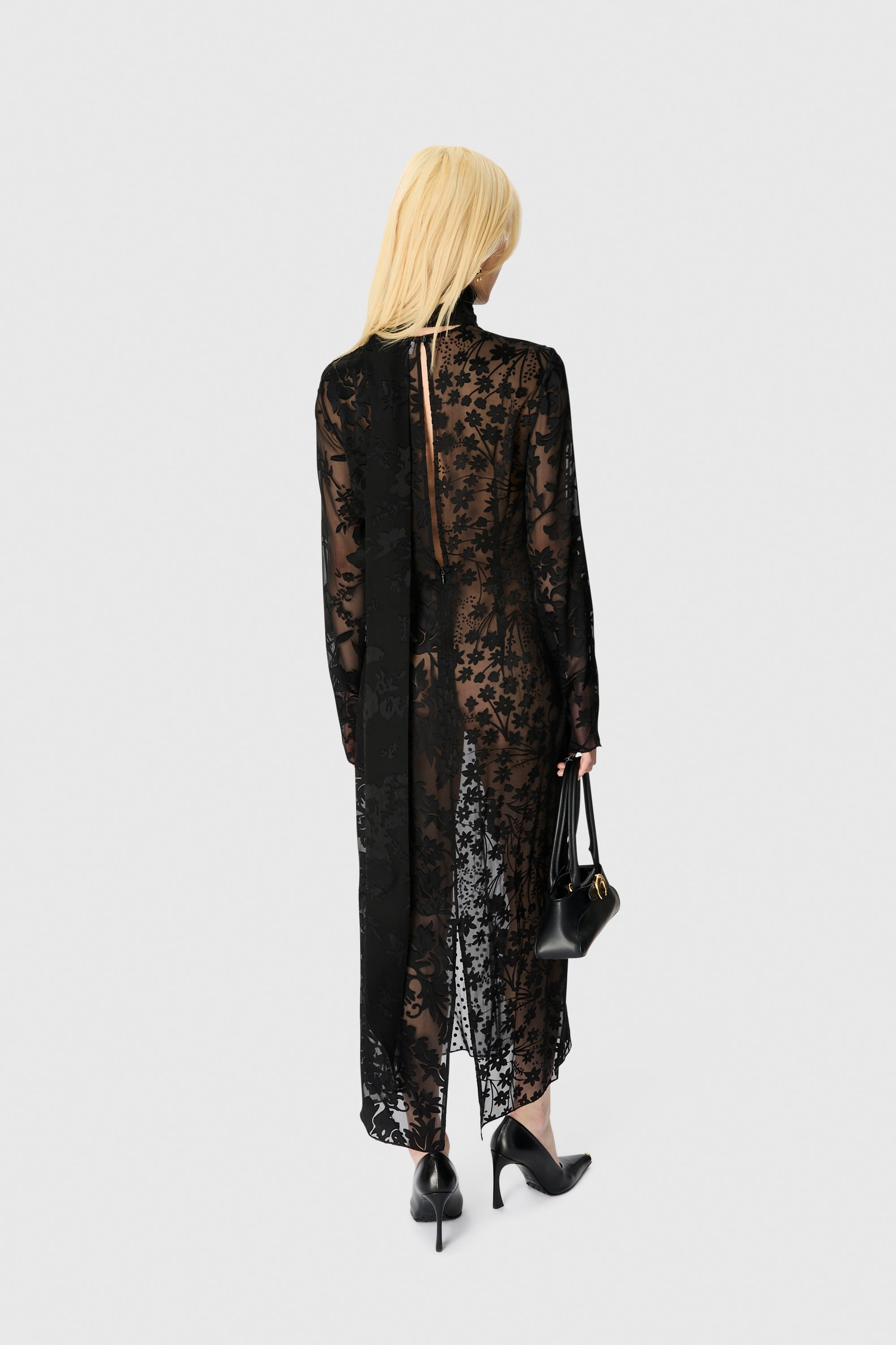 REGENERATED RASO SILK SCARVES LS LONG DRESS - 3
