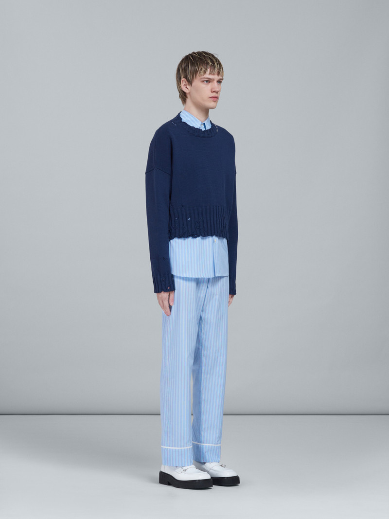 BLUE COTTON CREWNECK SWEATER 5