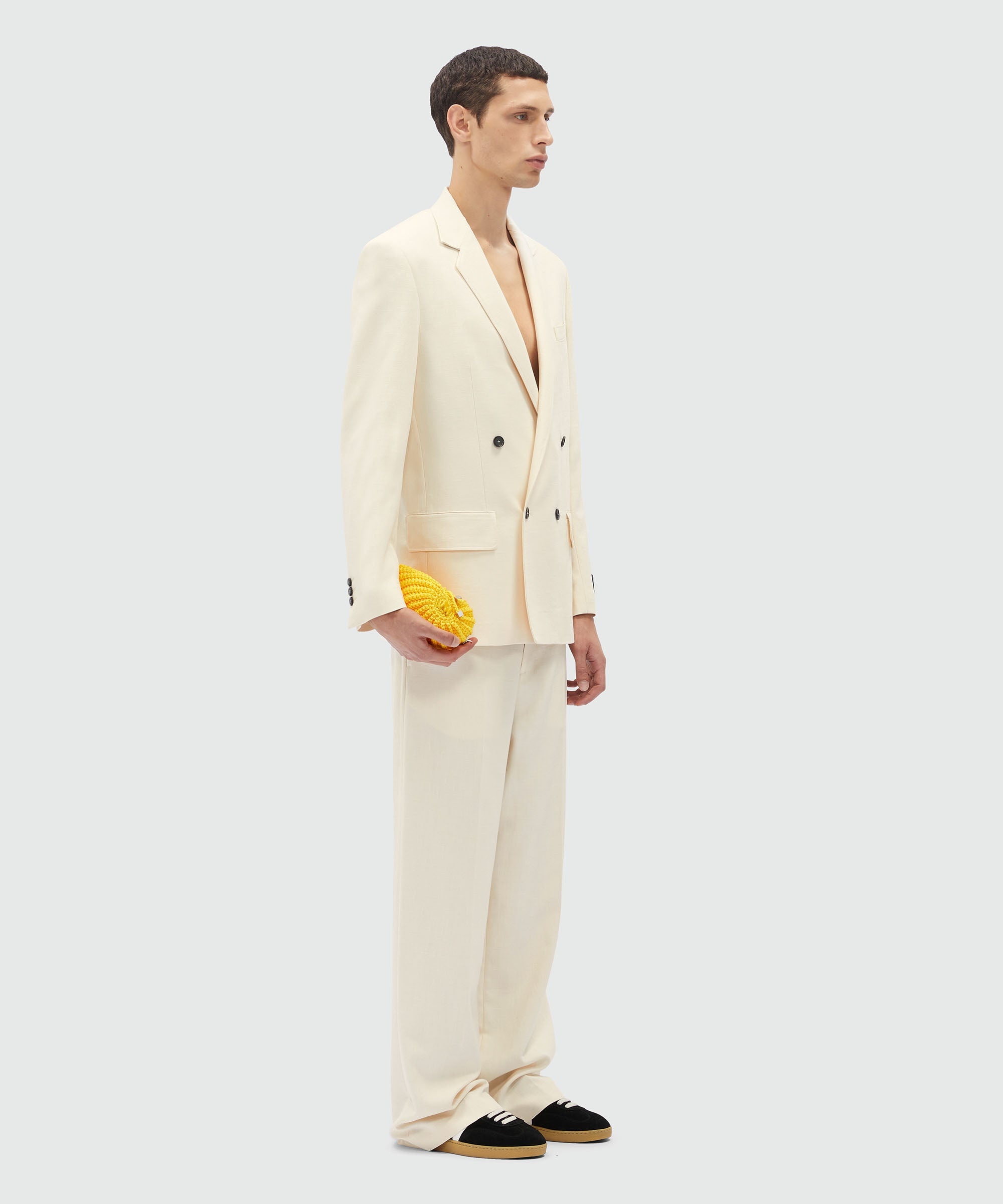 MSGM Tailoring ivory flamed canvas double-breasted blazer - 4