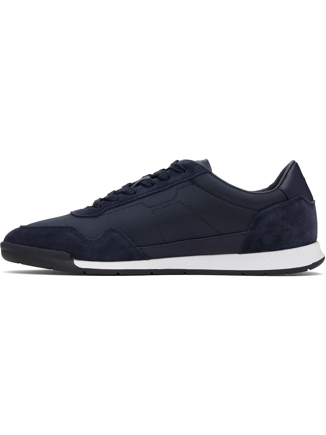 Navy Mixed-Material Lace-Up Sneakers - 3