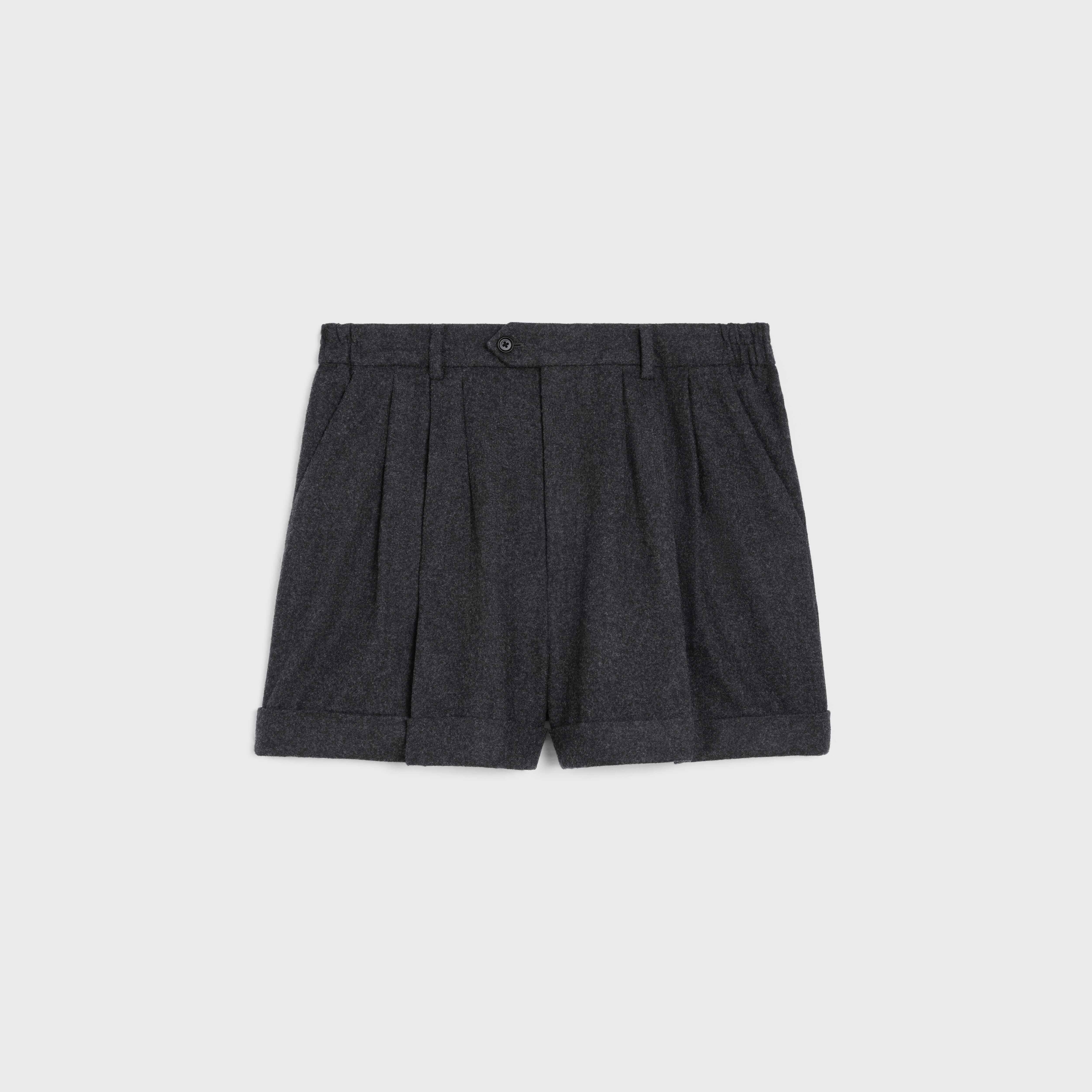 triple-pleated flannel shorts - 1