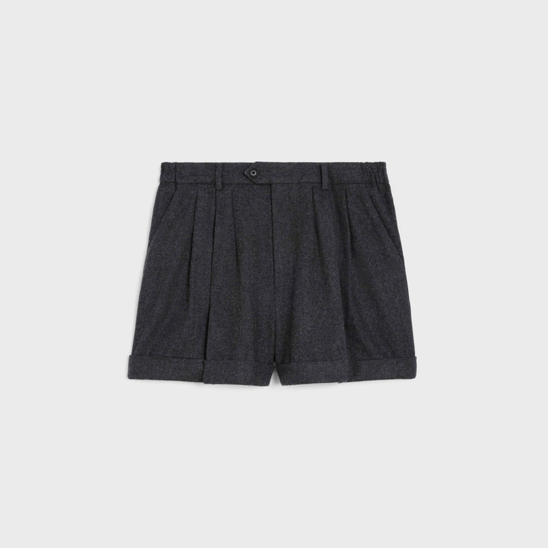 triple-pleated flannel shorts 1
