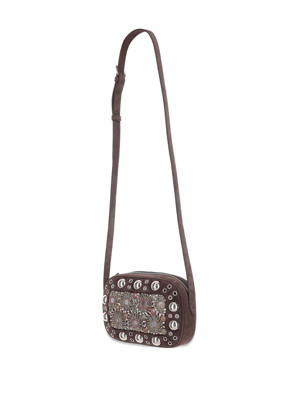 mirror-embellished stud-detailed shoulder bag - 2