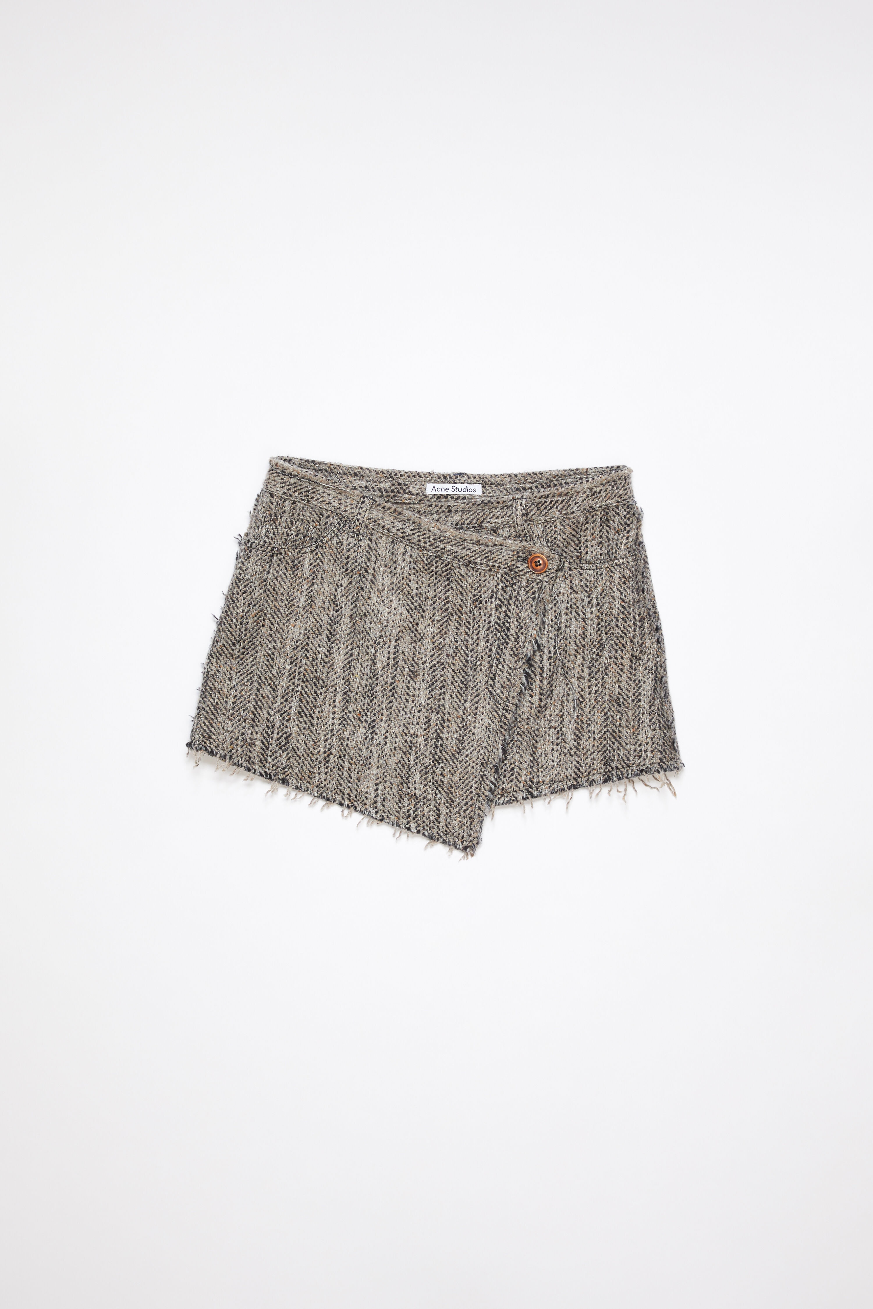 Herringbone wrap skirt - Brown melange - 6