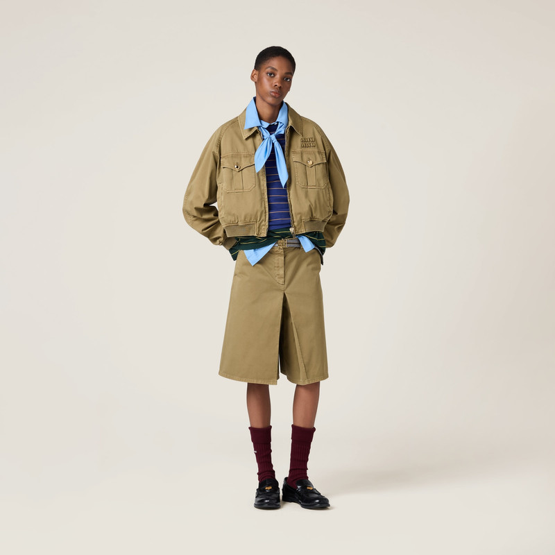 Miu Miu Garment-dyed cotton satin skirt outlook