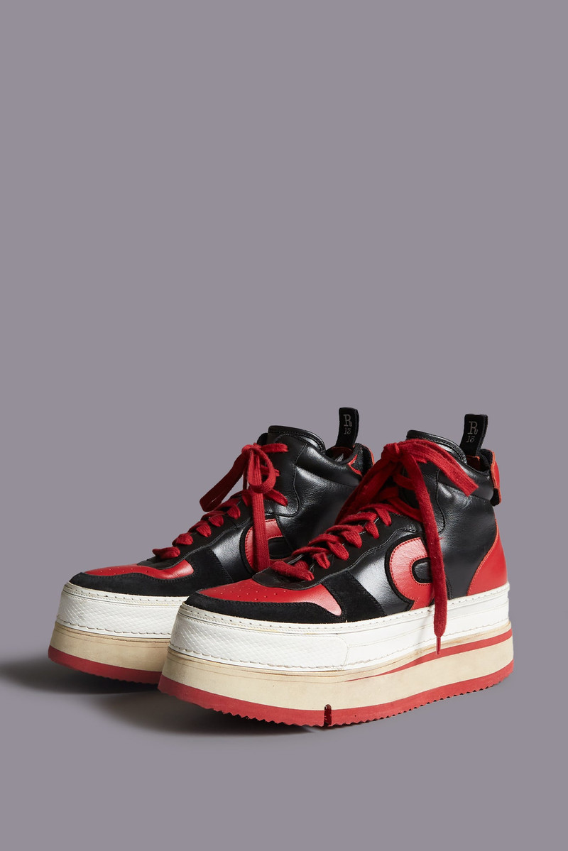 R13 The Riot Leather High Top - Black and Red | R13 Denim Official Site outlook