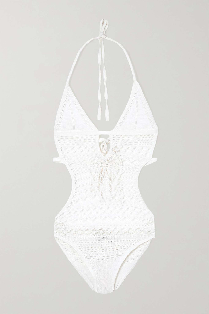 Adema tie-detailed crocheted cotton-blend halterneck bodysuit - 1