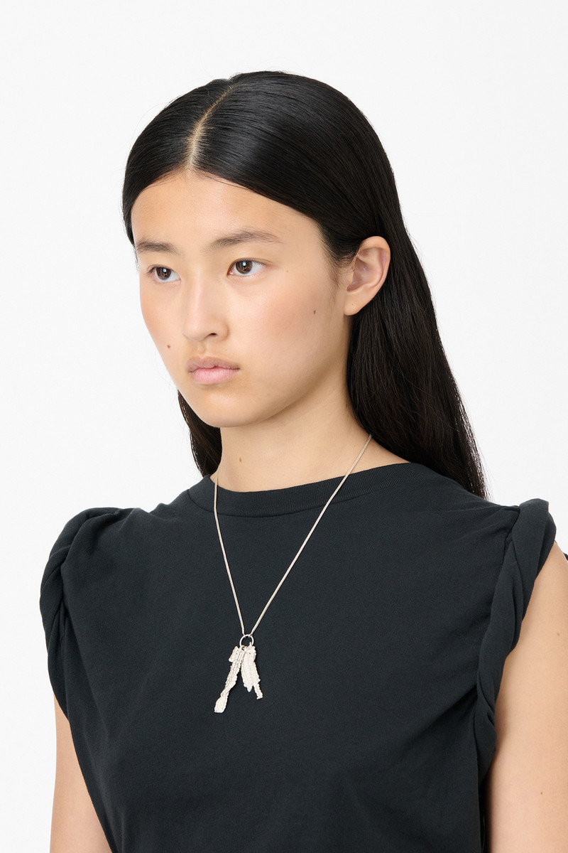 Casted Knit Necklace Frosted White Sterling Silver 5