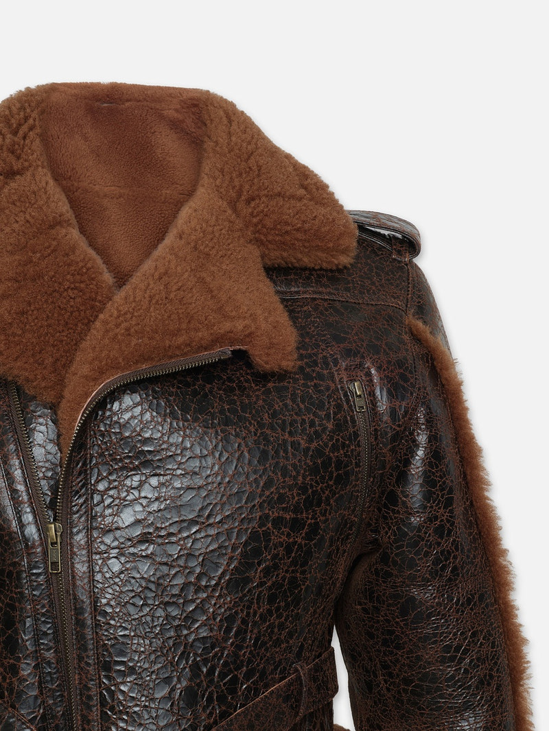 Shearling Strong Shoulder Moto in Rust 3