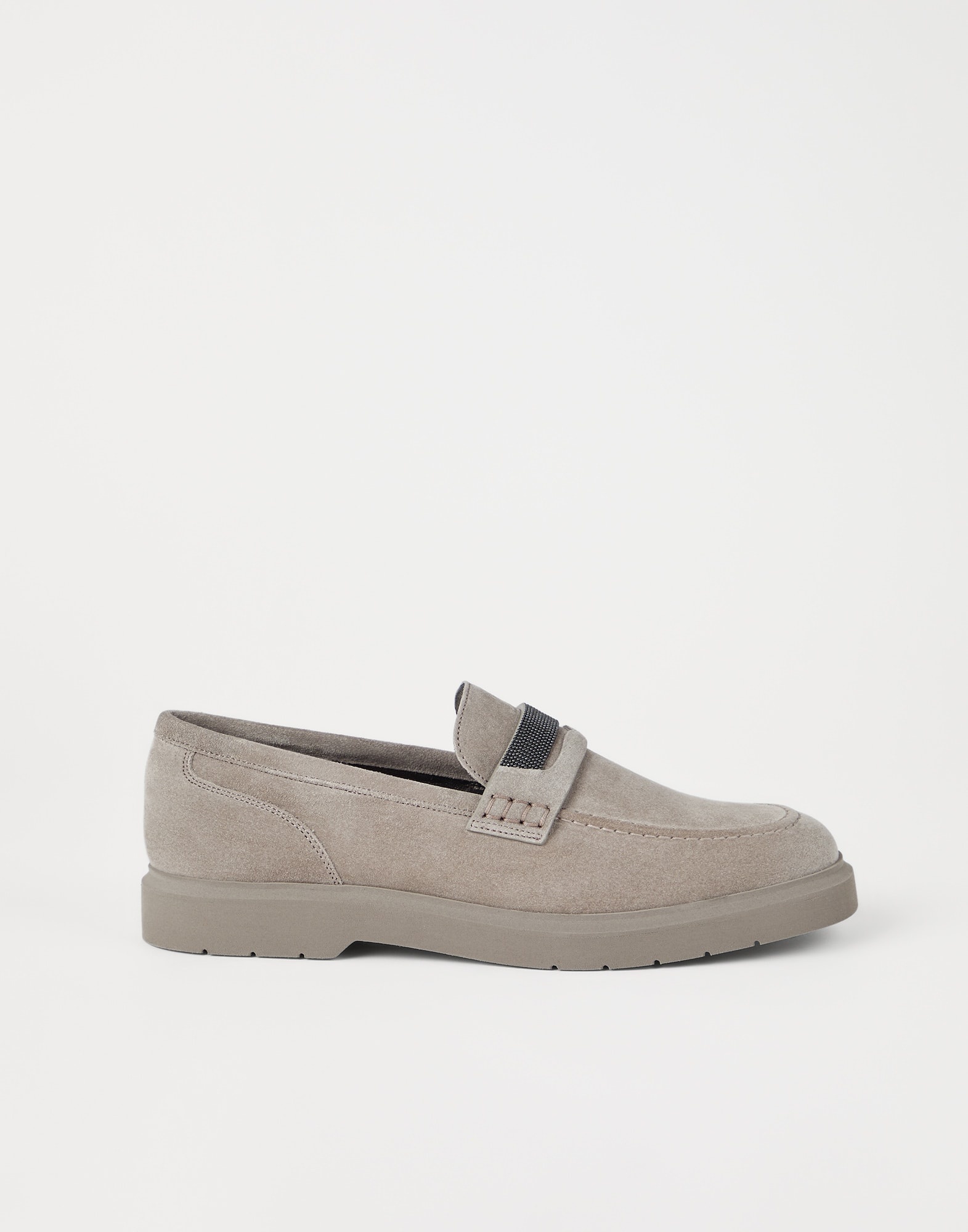 Suede penny loafers with monili - 5