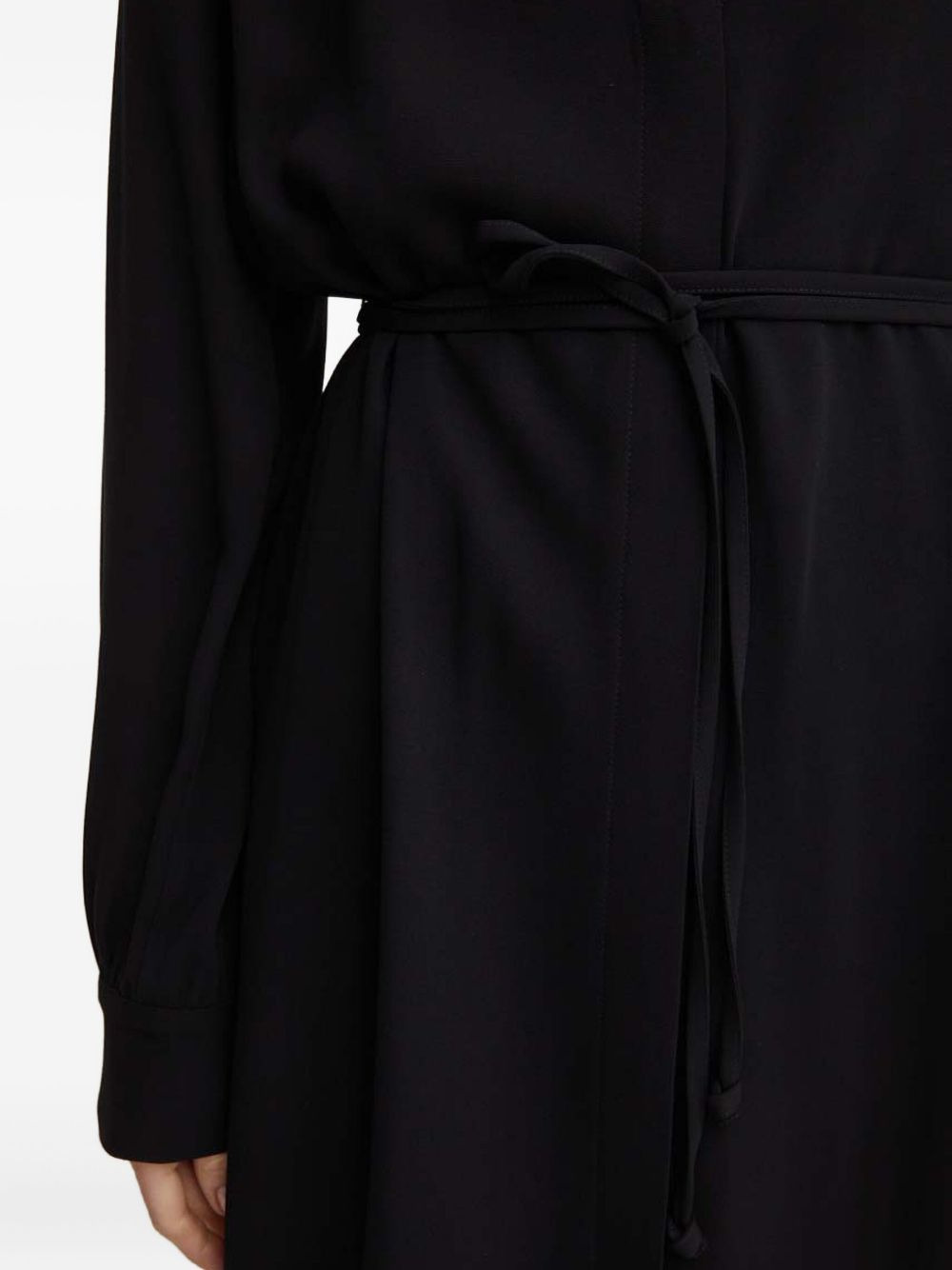 long-sleeve belted midi dress - 5