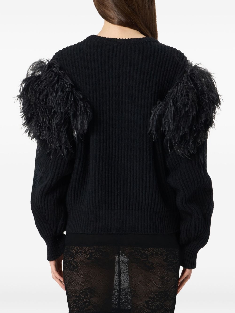 feather-embellished knitted sweater - 5