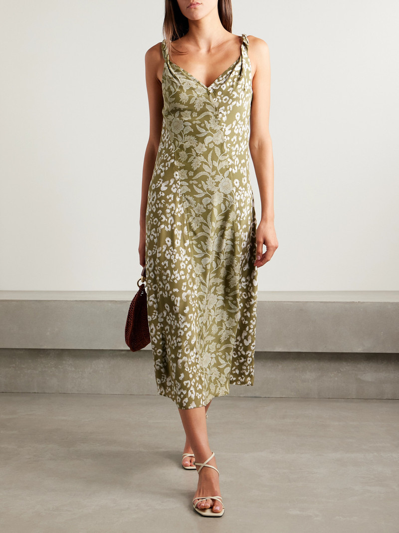 LA LIGNE Joelle Printed Silk-charmeuse Midi Dress outlook
