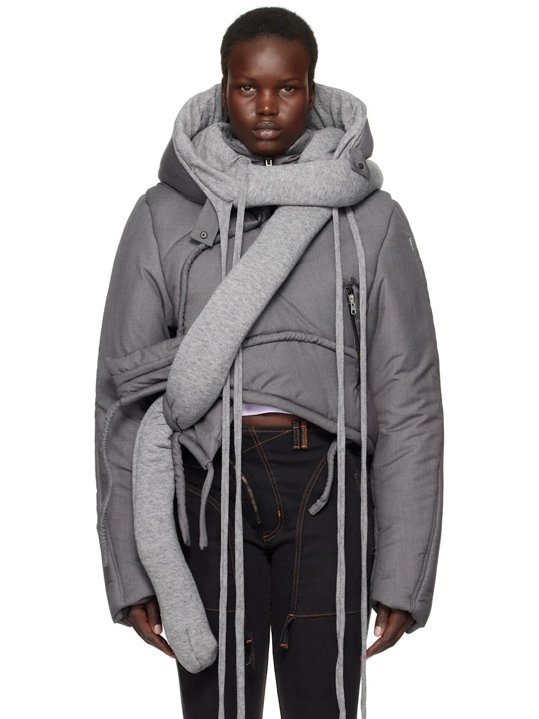 회색 Deconstructed Puffer 재킷 - 1