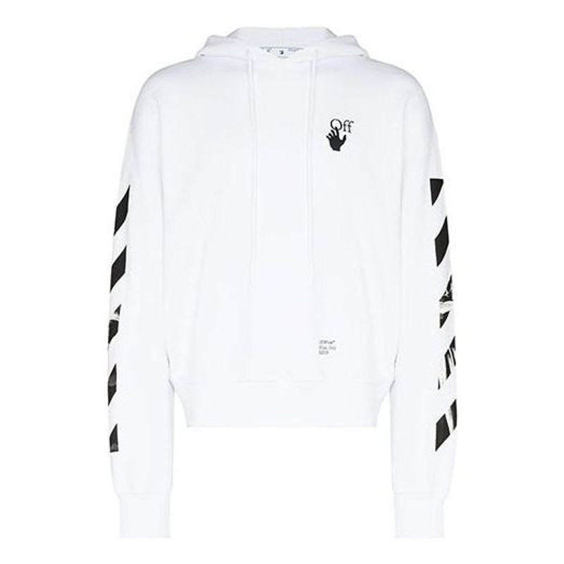 OFF-WHITE Diagonal Stripes Caravaggio Saint Jerome Writing Arrows Hoodie White/Black - 1