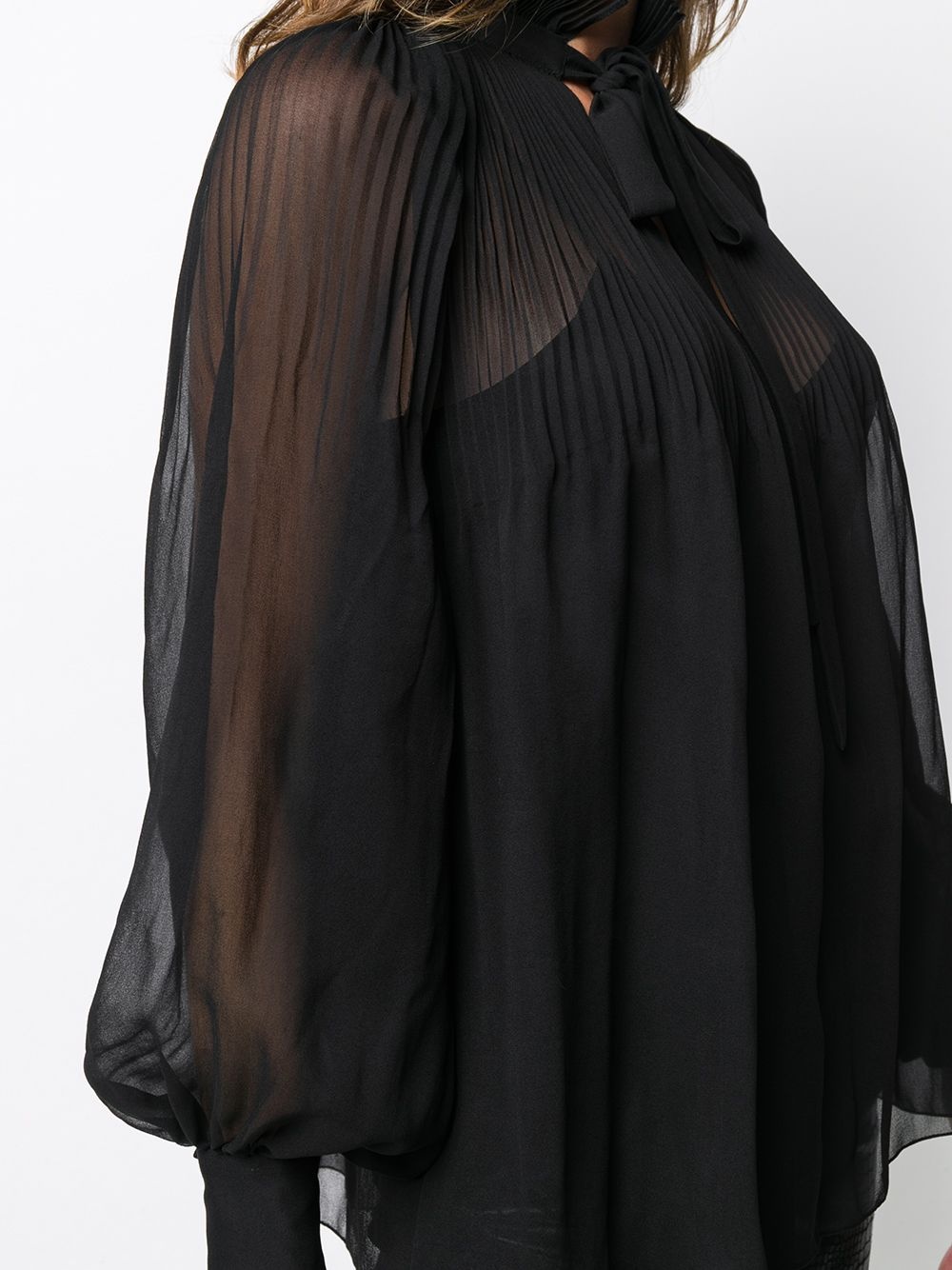 necktie pleated blouse  - 5