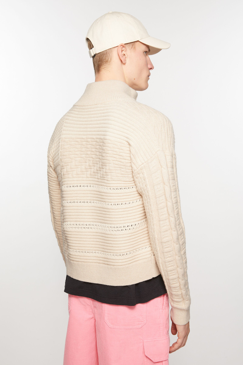 Patchwork knit cardigan - Oatmeal melange 3